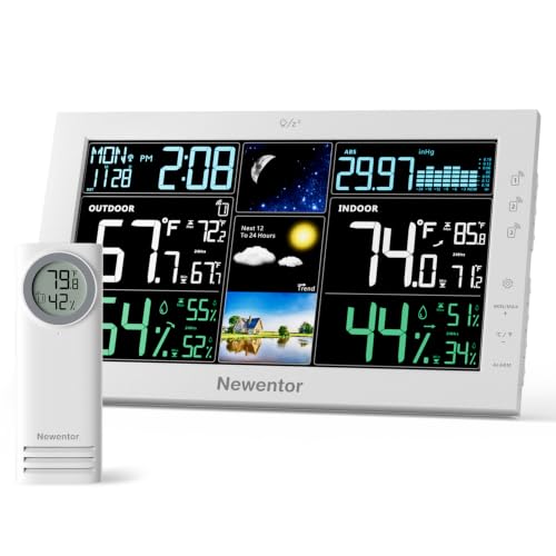 Newentor Weather Station Wireless Indoor Outdoor, Upgraded White, 1 Sensor - color: Upgraded White, size: 1 Sensor