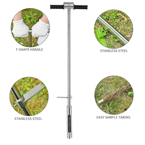 Soil Sample Probe, 40 Inch Soil Probe Rod, Ground Probe Rod, My Soil Test Kit, Stainless Steel Soil Sampler Tool for Soil Sampling, Gardening - size: 40 inch