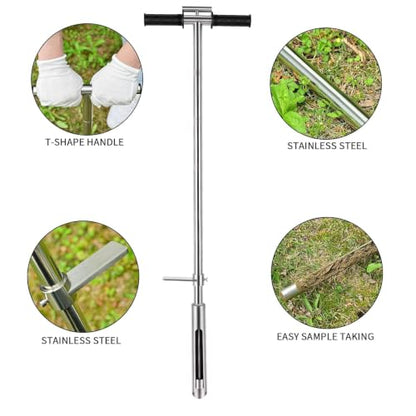 Soil Sample Probe, 40 Inch Soil Probe Rod, Ground Probe Rod, My Soil Test Kit, Stainless Steel Soil Sampler Tool for Soil Sampling, Gardening - size: 40 inch