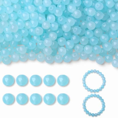 500Pcs Light Blue Glass Beads 8mm for Bracelets - color: Light Blue, size: 8mm 500pcs