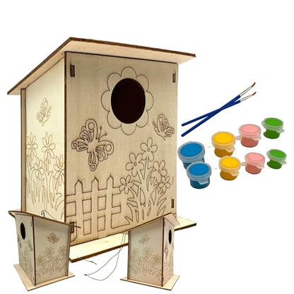 Oojami 12 Pack Birdhouse Kits for Kids – DIY Wooden Bird Houses to Build & Paint, Complete Craft Set with Paints & Brushes, Group Activity for Parties, Classroom, Birthday Gifts
