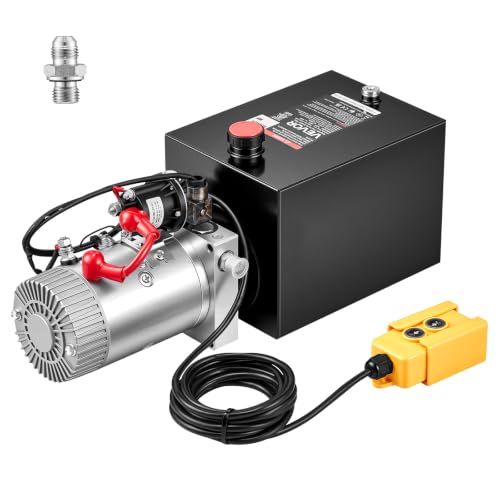 VEVOR 8 Quart Hydraulic Pump, Single Acting Hydraulic Power Unit, 3200 PSI Max Relief Pressure, 0.91 GPM Flow Rate, DC12V 1.6KW Power Unit for Dump Trailer Car Lifting (Horizontal Installation) - size: 20.1×7.3×8.3 inch, style: Single Acting