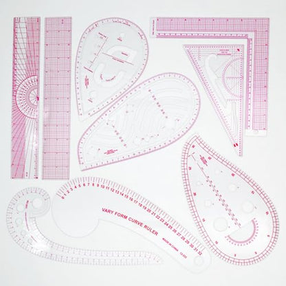 Clear Metric Sewing Rulers,French Curve Sewing Rulers Set,Sewing Tools Supplies for Quilting, Dressmaking, Tailors, Designers, Flexible PVC, 9PCS