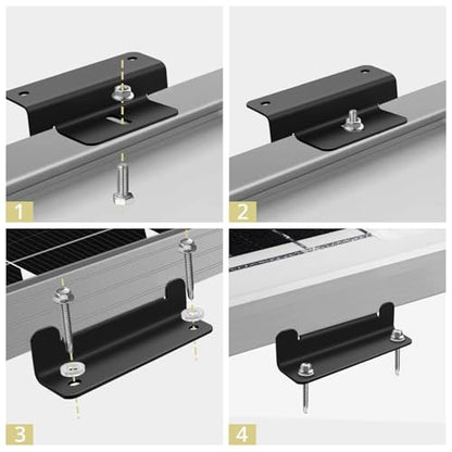 Anbte 16PCS Solar Panel Z Bracket, Solar Mounting Kit for RV, Roof, Black - color: black（16PCS）