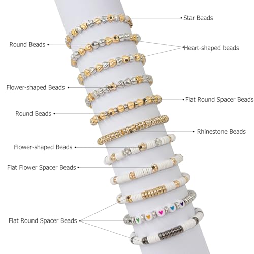 6mm Flat Round Spacer Beads, 1480pcs (280Round) - Gold, Silver, Black - Copper Coated Plastic - DIY Jewelry Making Kit - color: 1480pcs（280Round ）