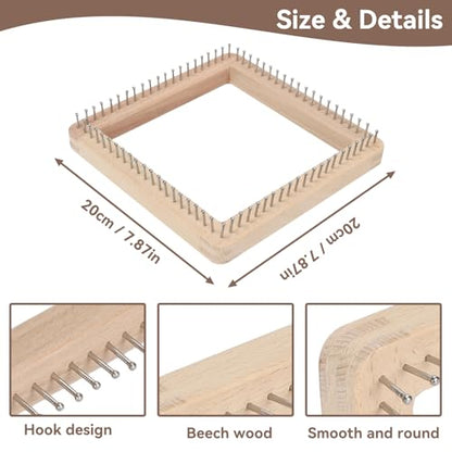 HERCHR Wooden Knitting Loom, Wooden Loom Frame Weaving Loom DIY Solid Wood Multifunctional Blanket Crochet Loom Knitting Board Loom Tool for DIY Weaving Beginner Children Adults, 20 * 20cm - color: 20*20CM