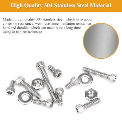 254 Pieces #6-32 x 3/16", 1/4", 5/16", 3/8", 1/2", 5/8", 3/4", 1", Hex Socket Head Cap Screws Nuts Washers Assortment Kit - size: #6-32, style: Socket Head