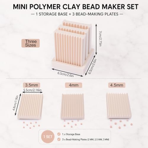 Mini Polymer Clay Bead Maker（3.5&4&4.5mm）, Clay Beads Roller Bead Shaping Tool Clay Molds for Jewelry Making DIY Bracelet Necklace Craft - color: 3.5-4.5mm