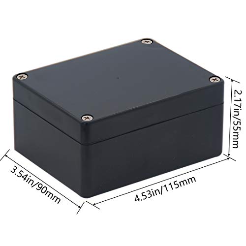 Junction Box IP65 Waterproof ABS Plastic Electrical Project Case Power Junction Boxes, Project Box with 4 PCS M16 Cable Glands 4.53x3.54x2.17 inch (115 x 90 x 55 mm) - color: Black, size: 4.53"x3.54"x2.17"