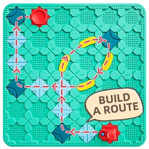 burgkidz STEM Road Build Puzzle: Teal Board, 200+ Chal. w/ 2 Cars - color: Green
