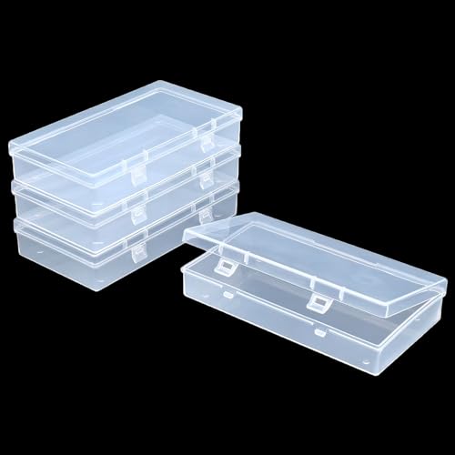 4 Pack Rectangular Clear Plastic Storage Containers 6.1x3.3x1.18 inch - size: 6.1 x 3.3 x 1.18 inch