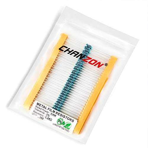 Chanzon 100pcs 1/4W (0.25W) 1.2K Ω ohm Metal Film Fixed Resistor - size: [1-4ZC05] 1.2K ohm