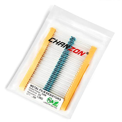 Chanzon 100pcs 1/4W (0.25W) 1.2K Ω ohm Metal Film Fixed Resistor - size: [1-4ZC05] 1.2K ohm