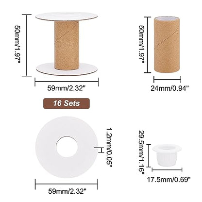 PH PandaHall 16 Sets Empty Paper Thread Spools, Wire Weaving Bobbins Paper Sewing Spools Detachable Thread Ribbon Holder for Yarn Cord Embroidery Sewing DIY Arts Crafts, 50mm/1.97" - size: 50mm/1.97"