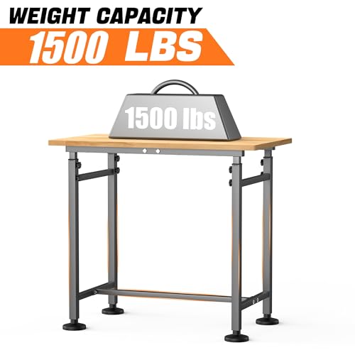 TORACK Adjustable Workbench with Rubberwood Top, 32" x 18" - size: 32 x 18 inch