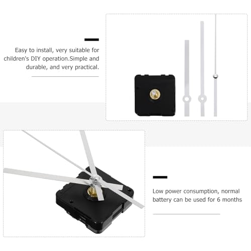 Clock Movement Quartz Clock Mechanism Kit, Silent Quartz with Long Spade Hands Wall Movement Non-Ticking Repair Parts Replacement Kit Motor for Custom Repair