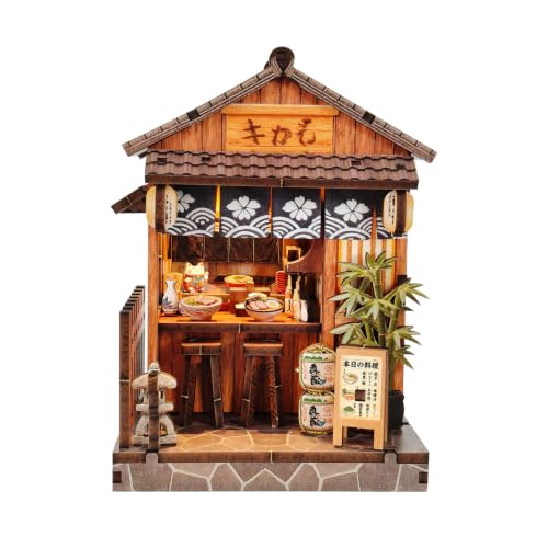 Music Park Book Nook for Adults, 3D Wooden Puzzle Japanese Eatery with LED - color: Japanese Eatery