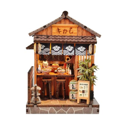 Music Park Book Nook for Adults, 3D Wooden Puzzle Japanese Eatery with LED - color: Japanese Eatery