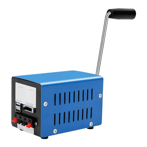 Hand Crank Generator, Portable Manual Generator 20W Max, Emergency Power Supply for Camping, USB Output 5V-15V, Compact Metal Shell for Phone Radio Laptop