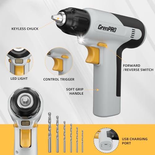 GRENPRO 188PCS Yellow Cordless Drill Tool Set For Men Tool Kit For Home Box - style: Yellow Power Drill Set 188PC