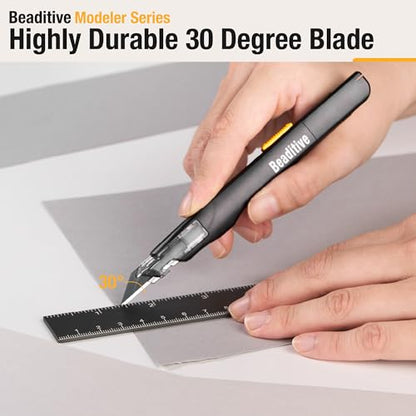 Beaditive High Precision Detail Craft Knife with 10 Blades - 30 Degree Blade Utility Knife - Art, Craft, Model Making (1 Black Knife, 10 Black Blades) - style: 1 Black Knife, 10 Black Blades