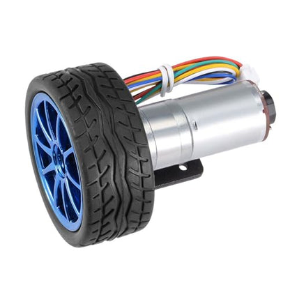 DIY Encoder Gear Motor with Mounting Bracket 65mm Wheel Kit, JGA25-371 Metal Gears DC12V for Smart Car Robot Printer Machinery Equipment (Speed 30) - size: Speed 30