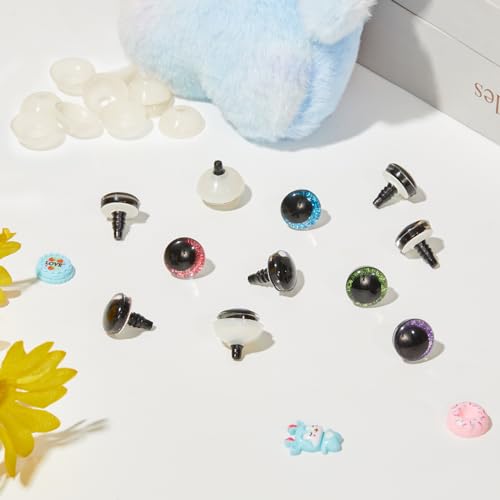 MUCUNNIA 120pcs 10mm 3D Sparkle Moon Safety Eyes for Amigurumi with Washers - size: 10mm