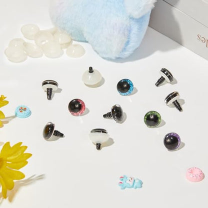 MUCUNNIA 120pcs 10mm 3D Sparkle Moon Safety Eyes for Amigurumi with Washers - size: 10mm