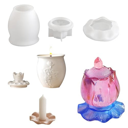 Lotus Resin Jar Mold with Lid, Silicone Mold for Epoxy Resin Casting