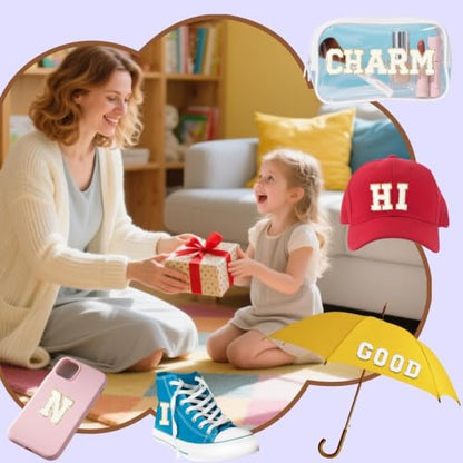 Chenille Letter Patches 26Pcs Self Adhesive Stickers for Clothes Backpacks - color: White 26 Pcs
