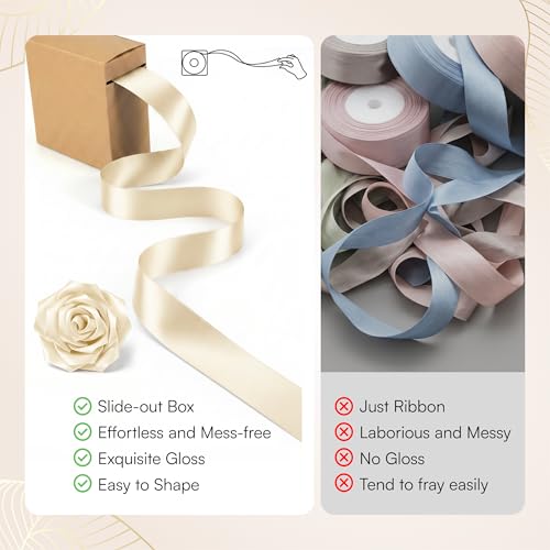 Caydo Ivory Ribbon Rose Bouquet for Gifts - color: Ivory