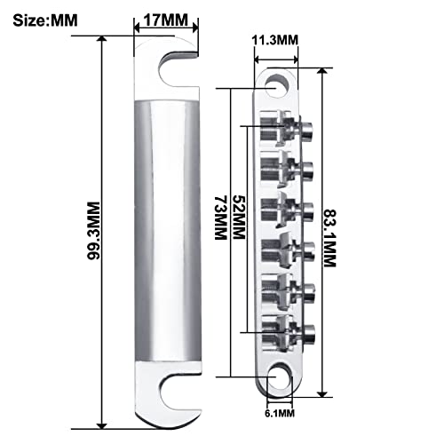 MAXCHEER A Set of String Saddle Tune-O-Matic Bridge & Tailpiece For GB LP Style Electric Guitar (Chrome) - color: Chrome