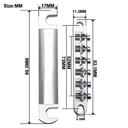 MAXCHEER A Set of String Saddle Tune-O-Matic Bridge & Tailpiece For GB LP Style Electric Guitar (Chrome) - color: Chrome