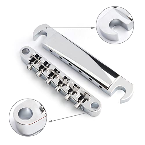 MAXCHEER A Set of String Saddle Tune-O-Matic Bridge & Tailpiece For GB LP Style Electric Guitar (Chrome) - color: Chrome