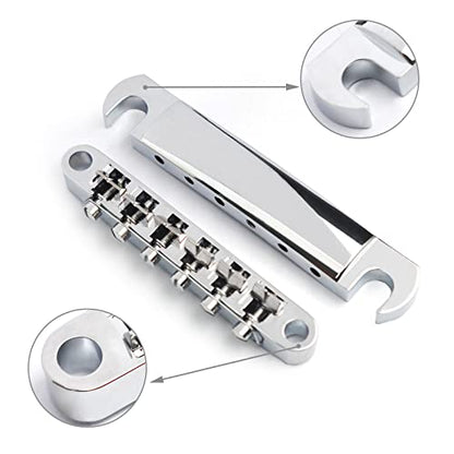 MAXCHEER A Set of String Saddle Tune-O-Matic Bridge & Tailpiece For GB LP Style Electric Guitar (Chrome) - color: Chrome