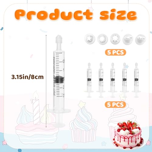 5PCS Mini Piping Tips with 5 Cylinder Tiny Cake Modeling Piping Tool