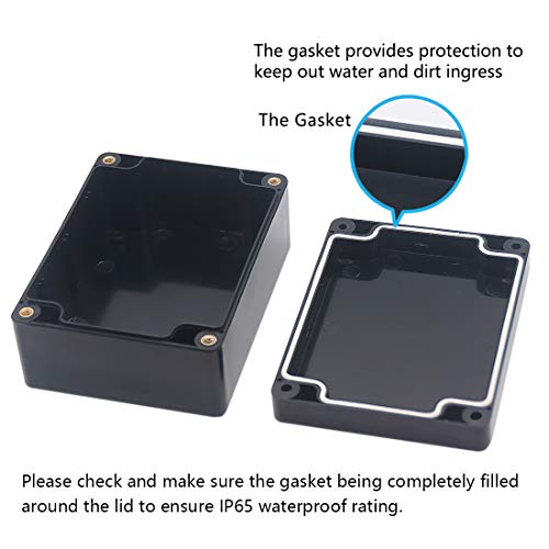 Junction Box, Zulkit Project Box IP65 Waterproof Outdoor Box ABS Plastic Electrical Boxes Electronic Enclosure Black 4.5 x 3.5 x 2.2 inch(115 x 90 x 55 mm)(Pack of 1) - size: 4.5" x 3.5" x 2.2"(Pack of 1)