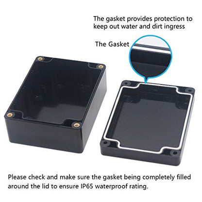 Junction Box, Zulkit Project Box IP65 Waterproof Outdoor Box ABS Plastic Electrical Boxes Electronic Enclosure Black 4.5 x 3.5 x 2.2 inch(115 x 90 x 55 mm)(Pack of 2) - size: 4.5" x 3.5" x 2.2"(Pack of 2)