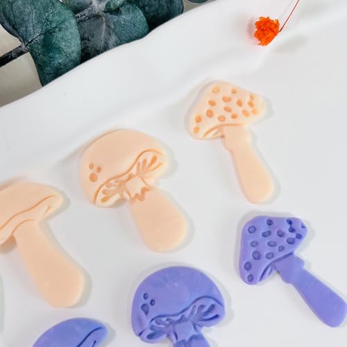 Xaekicr 3pcs Mushroom Clay Cutters – Polymer Clay Cutters for Earrings, Textured Clay Molds, Clay Tools for Polymer Clay Jewelry Making - color: 2N color