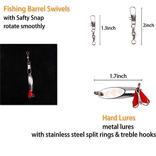 Basic Fishing Tackle Starter Kit, Freshwater Soft Fishing Lures Terminal Tackle Set with Tackle Box Including Worms Baits, Jigs, Swivels, Hooks, Fishing Gears for Panfish Catfish Bass Trout