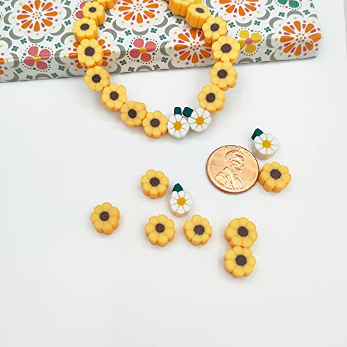 200pcs Daisy Flower Polymer Clay Beads. - color: Daisy
