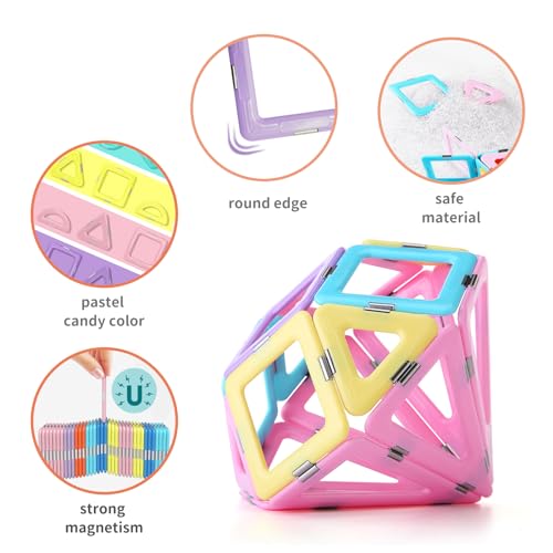 TOKBLOK 80PCS Magnetic Tiles for Kids, Magnet Blocks Building Toys Ages 3+