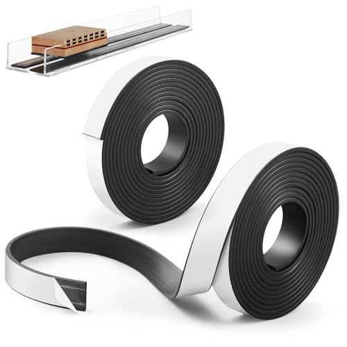 Sabary 2 Roll Monopolar Magnetic Tape 16 feet x 0.8" Wide x 0.12" Thick with Strong Adhesive Backing Anisotropic Flexible Magnetic Strip for Maglev Train Science Project - size: 16 Feet