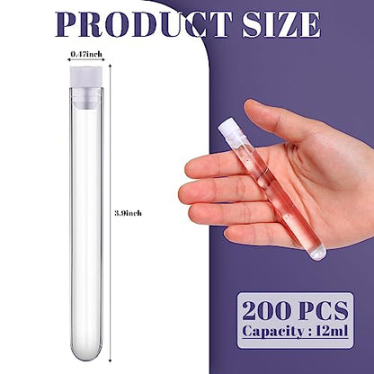 Xuhal 200 Pack Plastic Test Tubes 12 x 100mm 12 ml Lab Tubes Test for Scientific Themed Birthday Party Supplies (White Color) - color: White Color