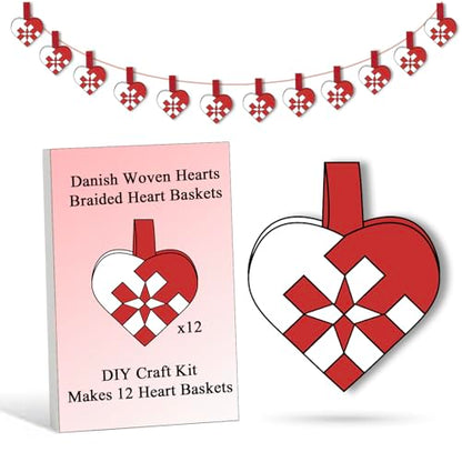 12 DIY Danish Heart Baskets. 4x4 Checkered Pattern with Central Star. Precut and Ready to Use, No Tools Needed. Traditional Weaving Paper Craft to Make Julehjerter. for Experienced Crafters - color: 4x4 With Center Star Kit