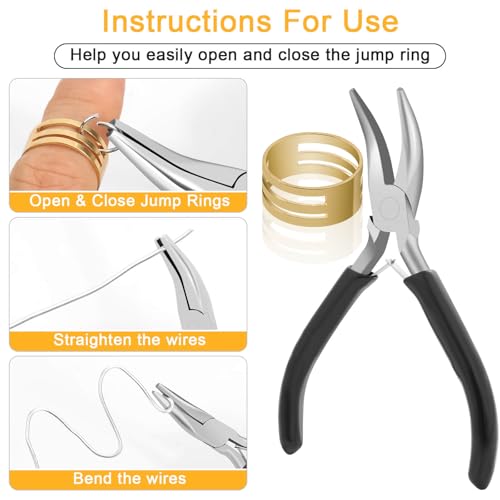 Anezus 1200PCS Jump Rings for Jewelry Making Kit, Jump Rings and Necklace Clasps with Jump Ring Pliers Tools for Jewelry Making Supplies and Necklace Repair (Silver) - color: Silver
