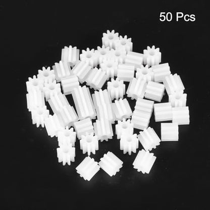 MECCANIXITY 50 Pcs Plastic Gears 9 Teeth Plastic Motor Gear Model 92A Reduction Gear for RC Car Model DIY Robot (White, Module 0.5) - style: 9 Teeth