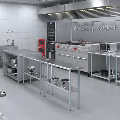 AmGood 16 in. x 48 in. Stainless Steel Work Table | Metal Kitchen Food Prep Table | NSF - size: 48 in. Long x 16 in. Deep without Wheels