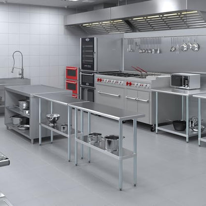 AmGood 16 in. x 48 in. Stainless Steel Work Table | Metal Kitchen Food Prep Table | NSF - size: 48 in. Long x 16 in. Deep without Wheels
