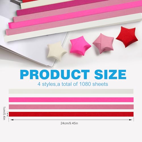 FoDau770 Solid Color Star Paper Strips - 1080 Sheet, Red Series - color: Solid Red Series